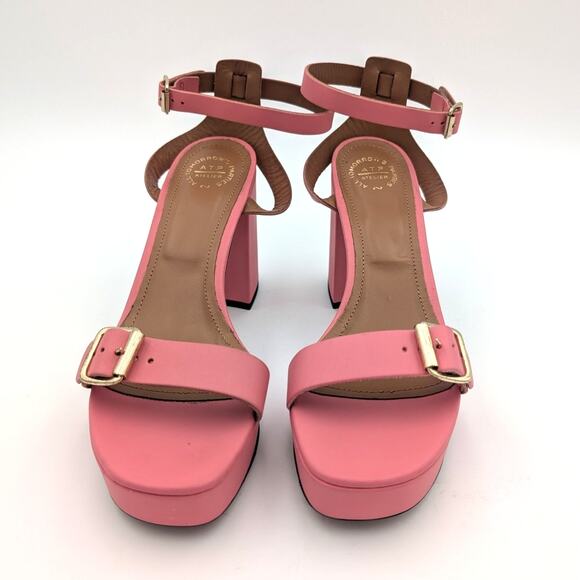 $490 ATP Atelier Concesio Guava Vacchetta Womens Heel Sandals Pink Size US8 EU38 - Picture 3 of 9